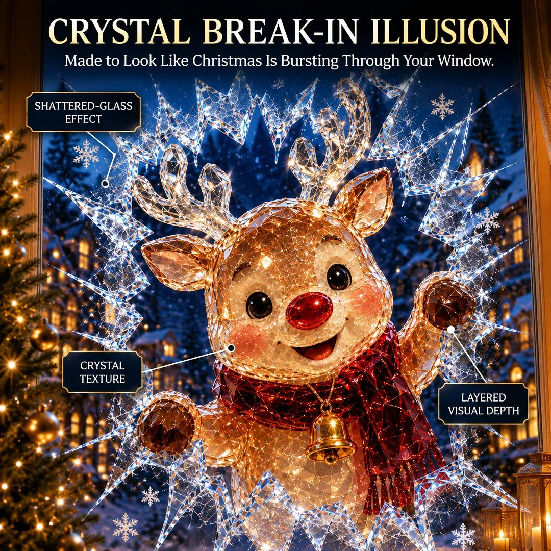 ⛄ 19.7'' Crystal Christmas Break-In Window Decal