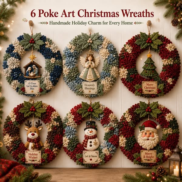 🔥40% Off Last Day 🔥🎄 3D Christmas Poke Wreath DIY Kit – No-Sew Holiday Home Décor