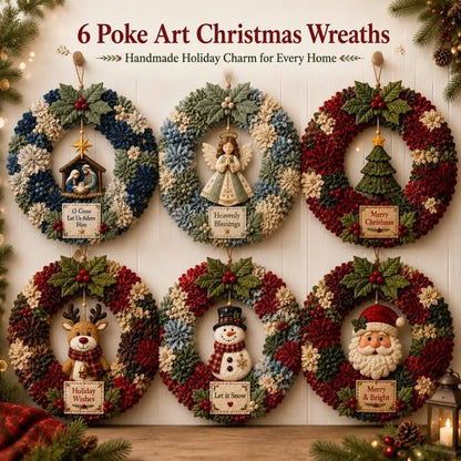 🔥40% Off Last Day 🔥🎄 3D Christmas Poke Wreath DIY Kit – No-Sew Holiday Home Décor