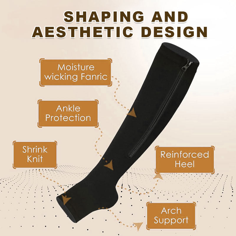 💥LAST DAY SALE 60%OFF💥🏃‍♂️ Sports Zipper Compression Socks – Comfort, Support & Easy On/Off