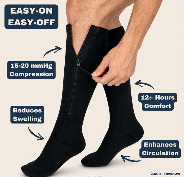 💥LAST DAY SALE 60%OFF💥🏃‍♂️ Sports Zipper Compression Socks – Comfort, Support & Easy On/Off