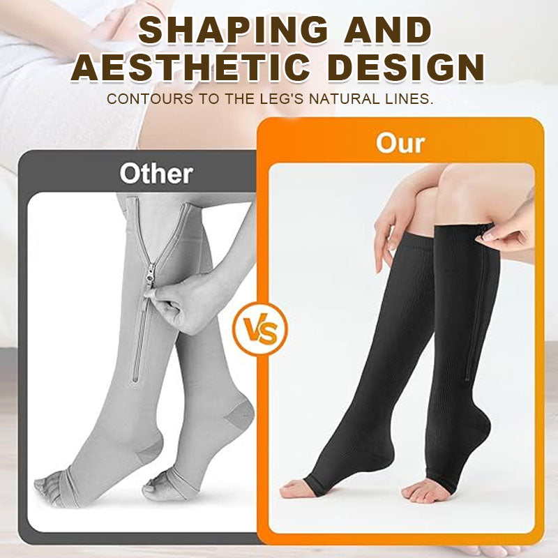 💥LAST DAY SALE 60%OFF💥🏃‍♂️ Sports Zipper Compression Socks – Comfort, Support & Easy On/Off