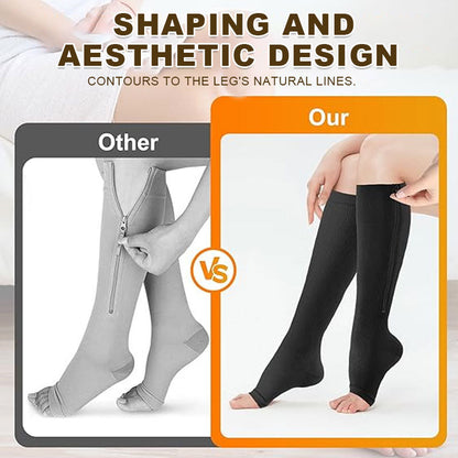 💥LAST DAY SALE 60%OFF💥🏃‍♂️ Sports Zipper Compression Socks – Comfort, Support & Easy On/Off