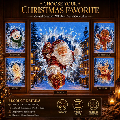 ⛄ 19.7'' Crystal Christmas Break-In Window Decal