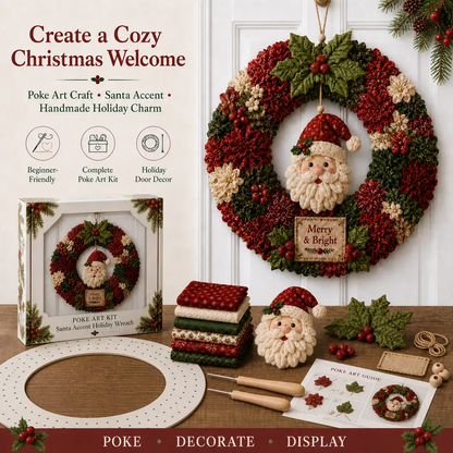 🔥40% Off Last Day 🔥🎄 3D Christmas Poke Wreath DIY Kit – No-Sew Holiday Home Décor