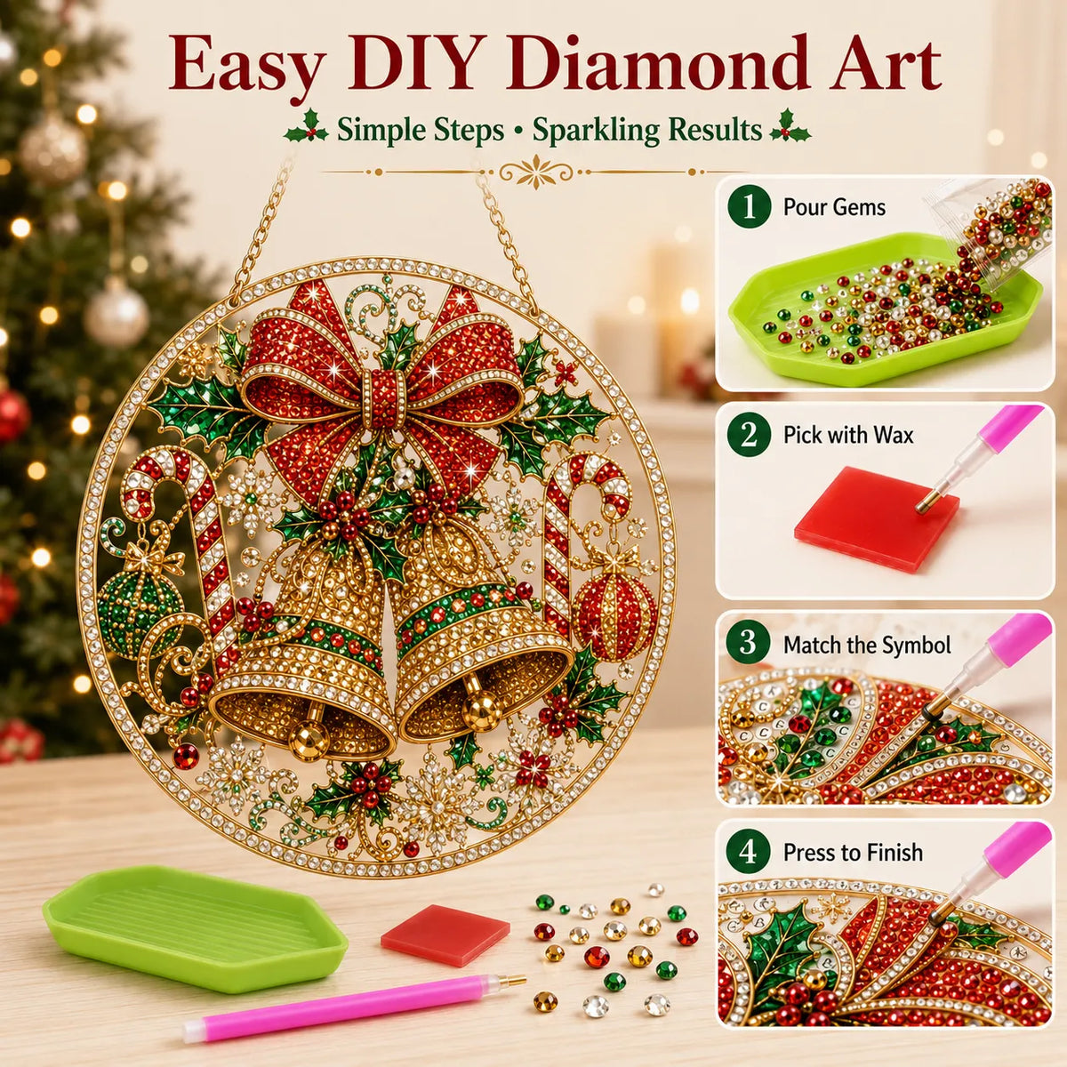 Christmas Suncatcher Diamond Art Hanging Ornament Kit