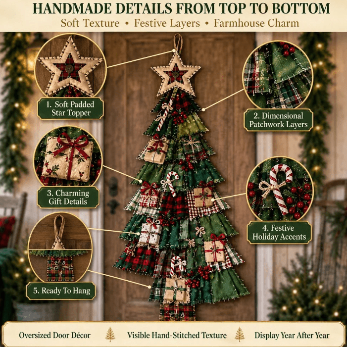 DIY Oversized Patchwork Christmas Tree Door Hanger Kit
