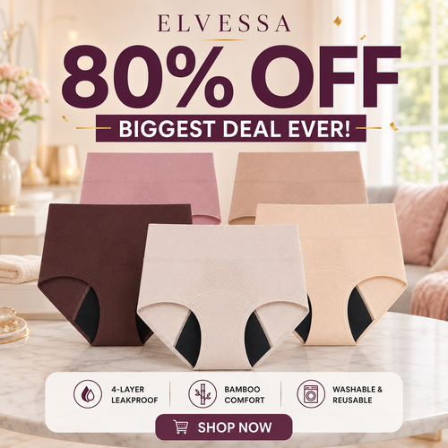 🔥BEST DEAL 80% OFF+ 🎁 Elvessa™ High-Waist Bamboo Leakproof Underwear