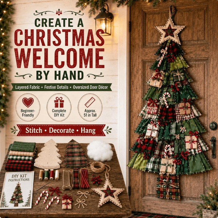 DIY Oversized Patchwork Christmas Tree Door Hanger Kit