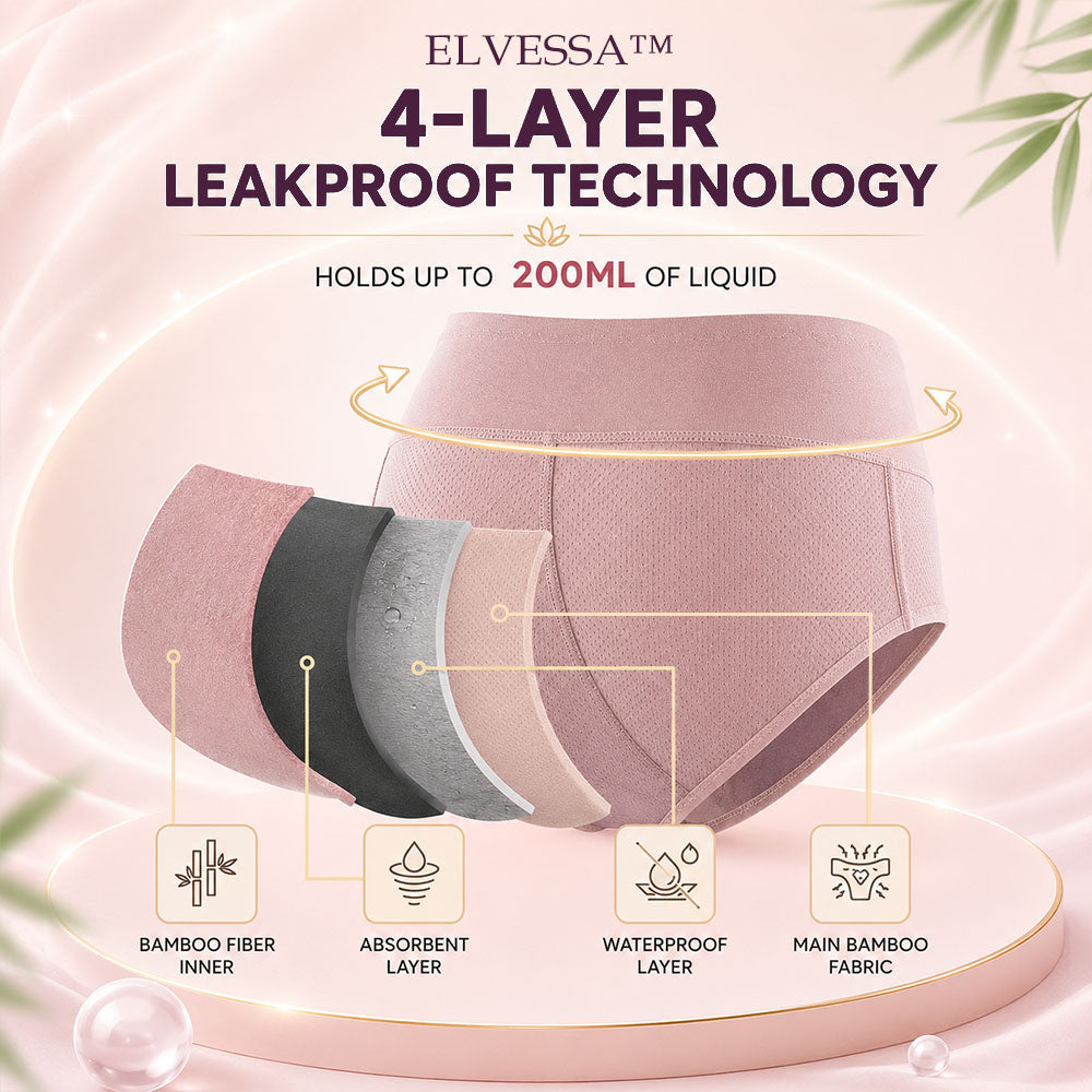 🔥BEST DEAL 80% OFF+ 🎁 Elvessa™ High-Waist Bamboo Leakproof Underwear