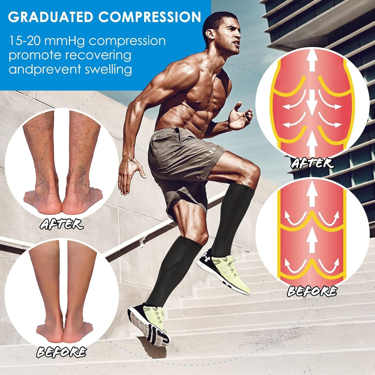 💥LAST DAY SALE 60%OFF💥🏃‍♂️ Sports Zipper Compression Socks – Comfort, Support & Easy On/Off