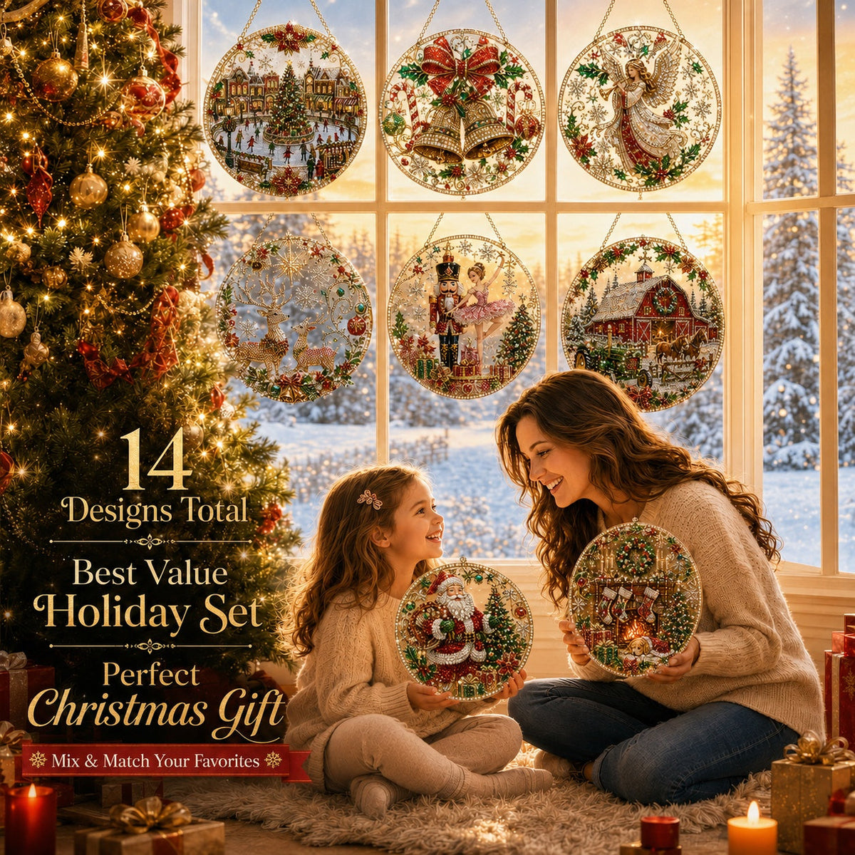 Christmas Suncatcher Diamond Art Hanging Ornament Kit