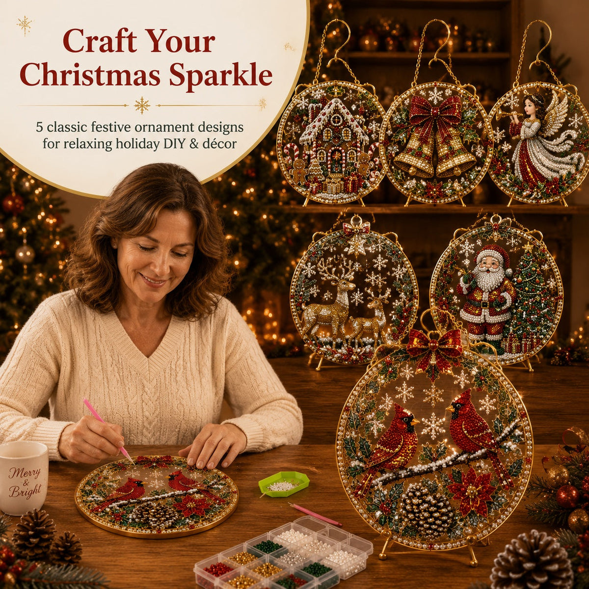 Christmas Suncatcher Diamond Art Hanging Ornament Kit